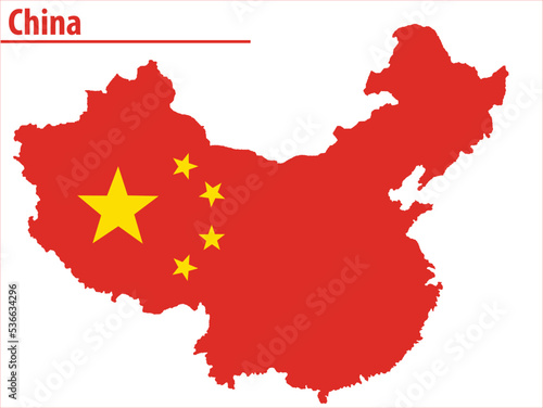 China map illustration vector detailed China map with region names.