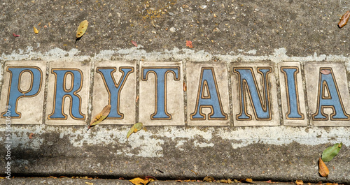 Картината върху платно Vintage Sidewalk Tile Inlay for Prytania Street in Uptown New Orleans Neighborho
