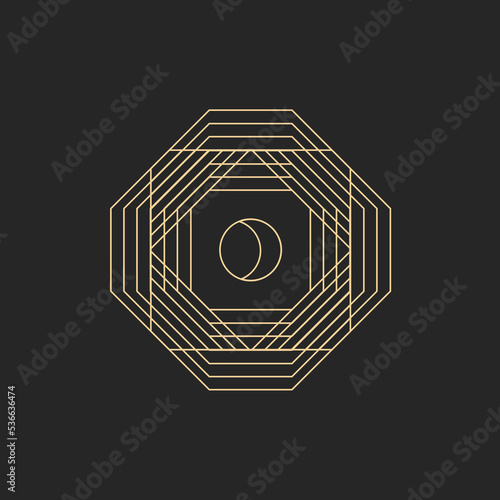 Logo in a modern style. Vector linear icon. Boho characters - moon logo design templates - abstract design elements for decoration in modern minimalist style for social media posts, stories.