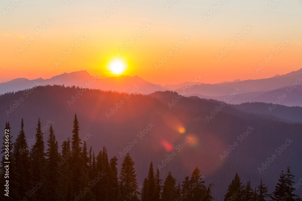 Mountains on sunset