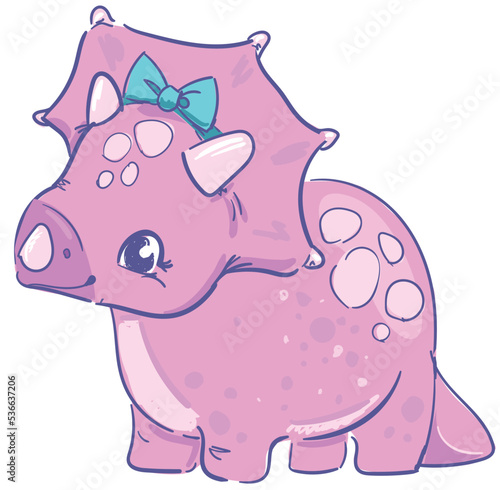 Hand drawn dinosaur girl isolated on white background vector cartoon character Kids summer spring print
