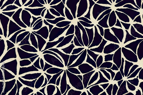 Tie dye shibori seamless pattern. Watercolor hand painted indigo blue navy ornamental elements on white background. Watercolour abstract texture. Print for textile, fabric, wallpaper, wrapping paper.