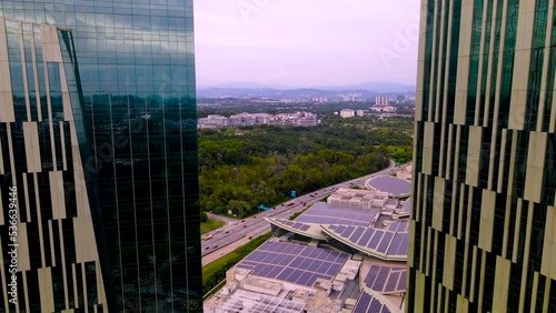4K UHD Footage Of  Aerial view of a solar panel on building roof top. Part of reduce reuse and restore. Renewable energy concept