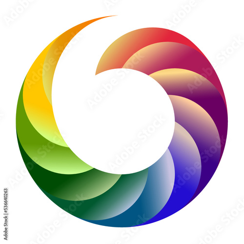 a color circle of 12 elements with a gradient fill of the solar spectrum
