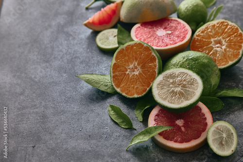 Fototapeta Naklejka Na Ścianę i Meble -  Assorted citrus fruits on table