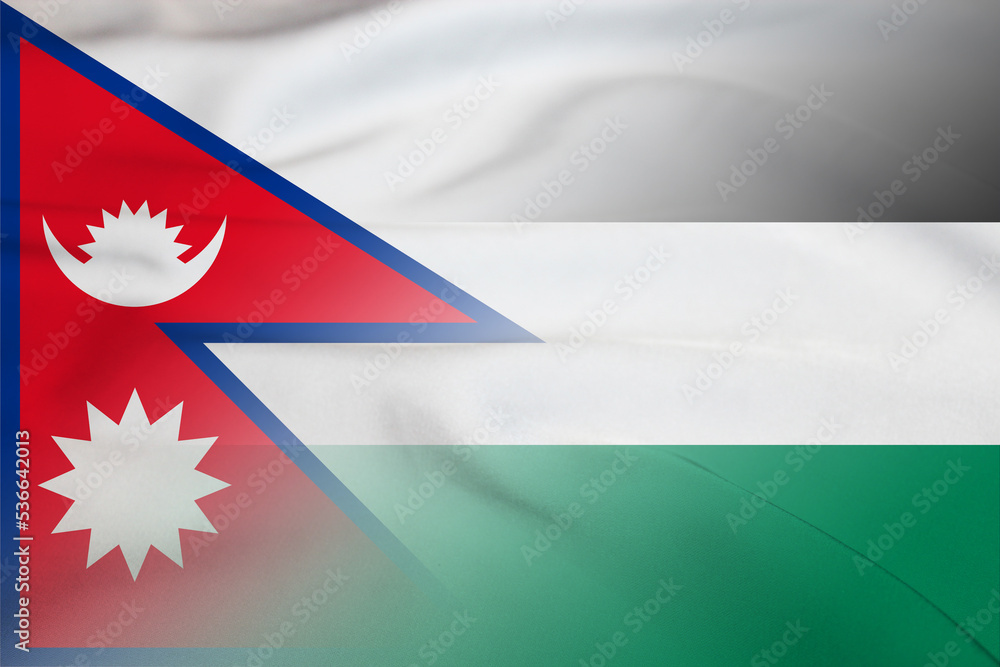 Nepal and Palestinian National Authority official flag transborder relations PSE NPL Stock