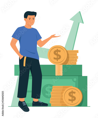 Man with Growth Money Saving Concept Illustration