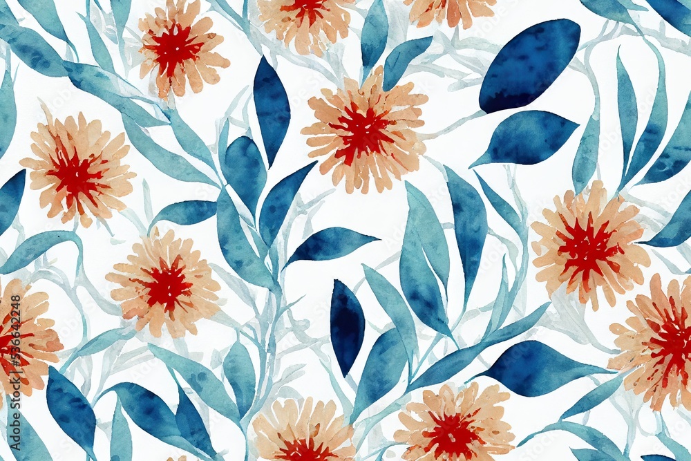 Watercolor flower and ethnic pattern texture digital print. Animal print floral pattern. Watercolor flower and ethnic pattern texture digital print. Animal print floral pattern.