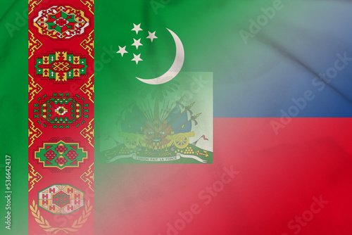 Turkmenistan and Haiti political flag international negotiation HTI TKM