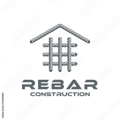 rebar concrete construction logo design vector for business real estate, buildings, fence and roads