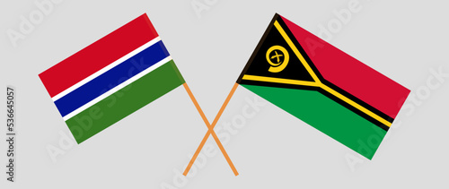 Crossed flags of the Gambia and Vanuatu. Official colors. Correct proportion