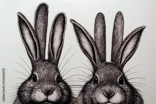 Foto Anthropomorphic rabbit character, hand drawn rabbit