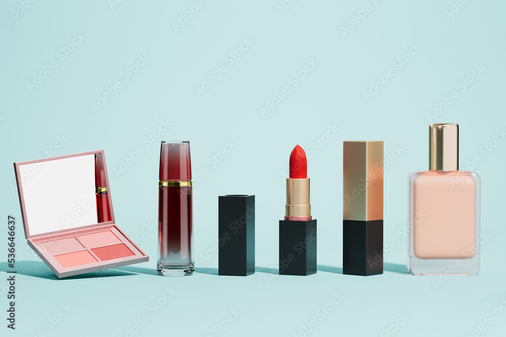 3d rendering different lipstick cosmetics - obrazy, fototapety, plakaty 