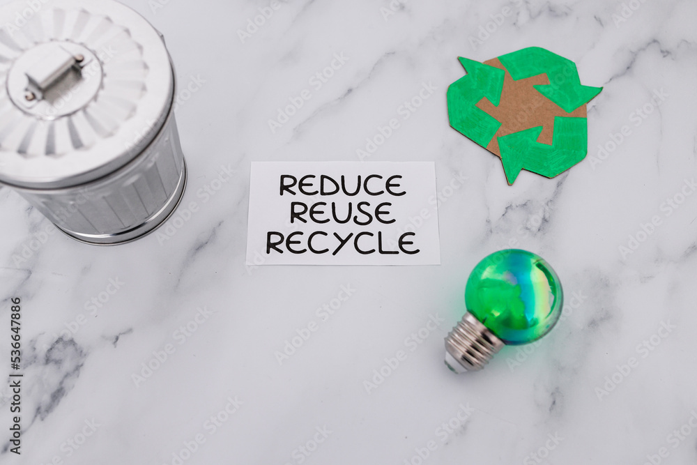 sustainability and circular economy, reduce reuse recycle sign with ...