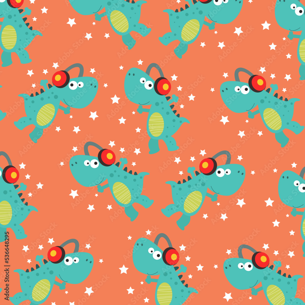 Seamless pattern with cute dinosaur animals suitable for kids clothes Seamless pattern with cute dinosaur animals suitable for kids clothes