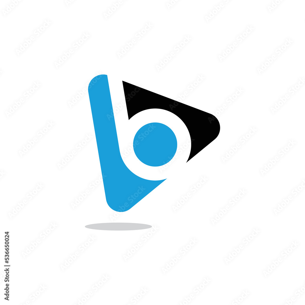 Letter B with symbol play logo design. Logo design letter B with play symbol Letter B with symbol play logo design. Logo design letter B with play symbol