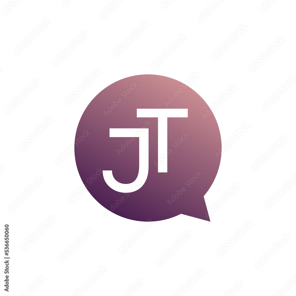 Letter JT logo design with symbol chat or communication Letter JT logo design with symbol chat or communication