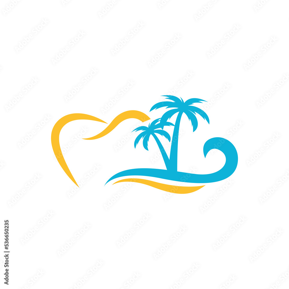 Dental logo design. Dental logo with beach theme