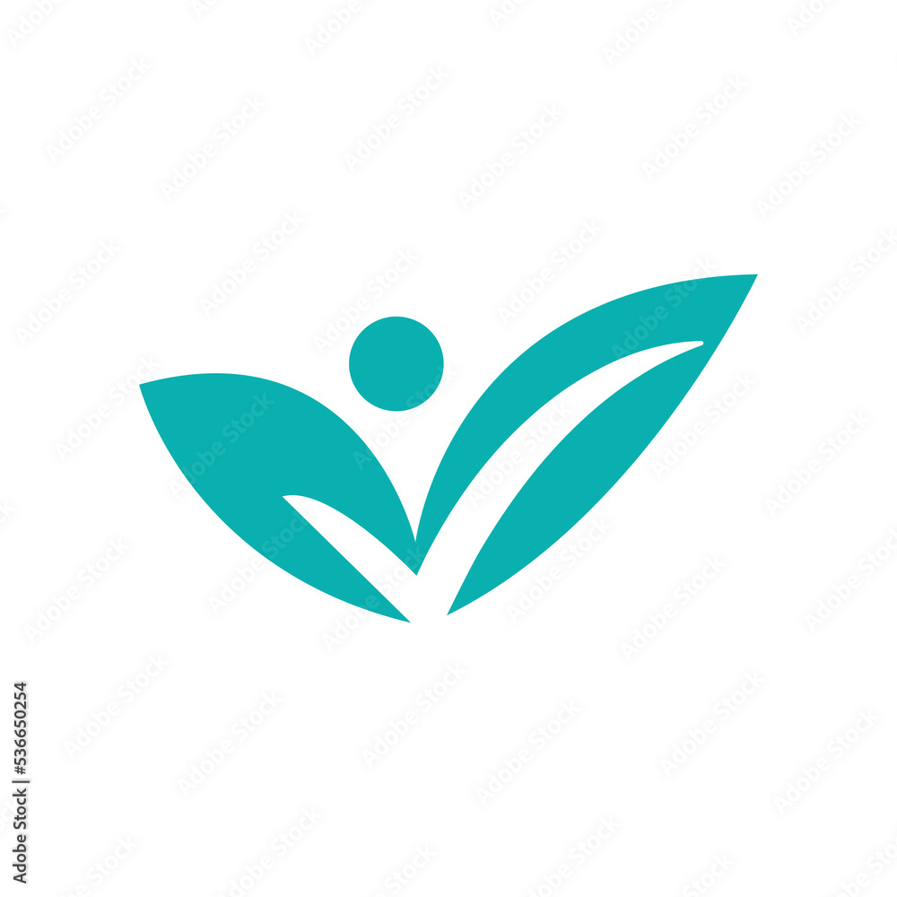 Fototapeta premium Leaf with check symbol logo design. Abstract symbol leaf and check logo design