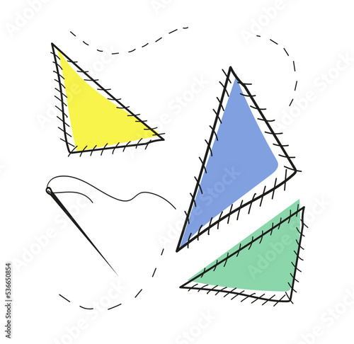 hand drawn doodle set cloth patches, sewing mending clothes