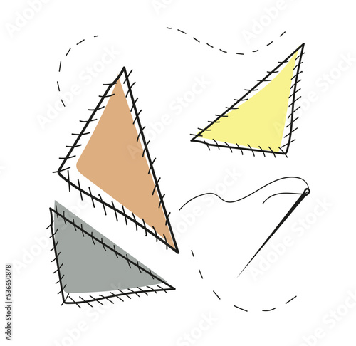 hand drawn doodle set cloth patches, sewing mending clothes