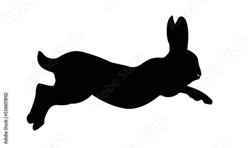Isolated rabbit shadow on white background, set of different rabbit silhouettes for design use.