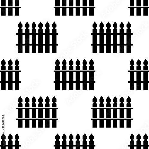 Fence Icon Seamless Pattern, Wooden Fence Icon