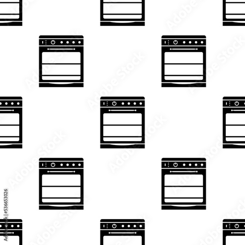 Oven Icon Seamless Pattern, Baking Heating Oven Icon