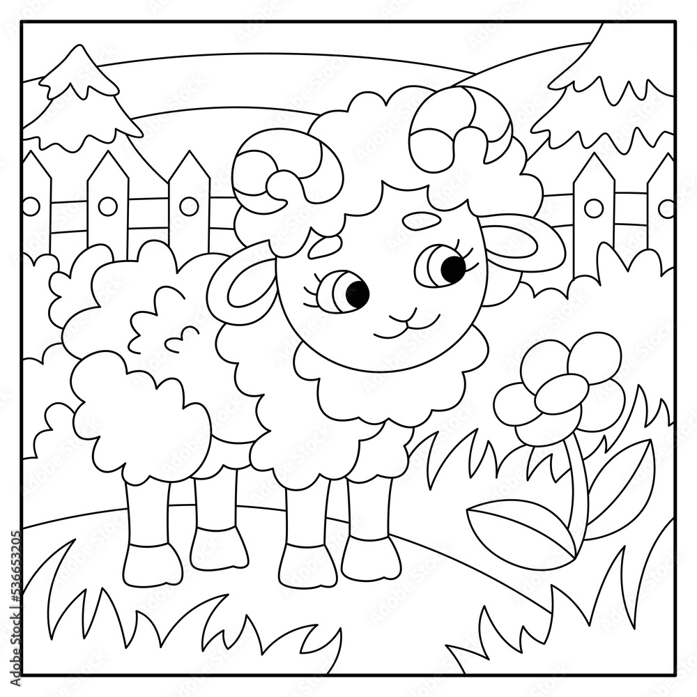 Cute animal coloring pages for kids Stock Vector | Adobe Stock
