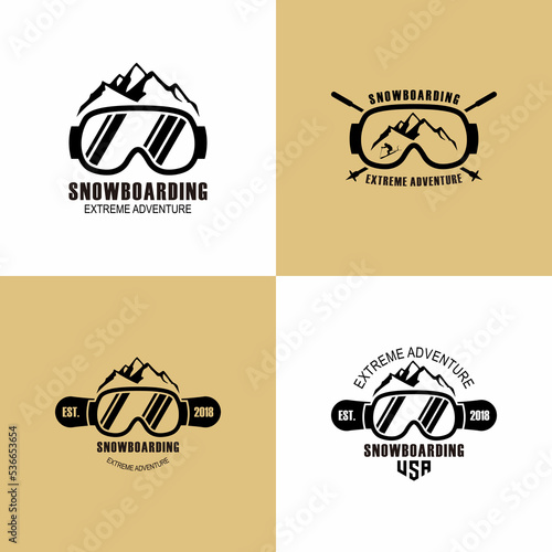 Snowboarding extreme logo and label collection vector template photo