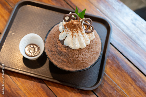 Shaved ice called bingsu ,santol flavored on table
