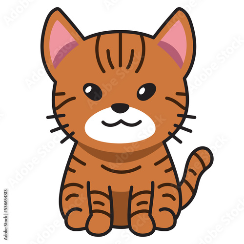 Cartoon character cute tabby cat for design.