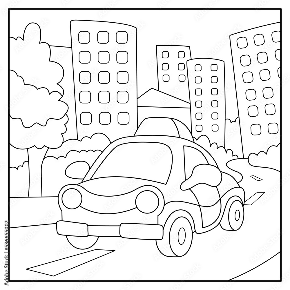 Vehicle coloring pages for kids Stock Vector | Adobe Stock