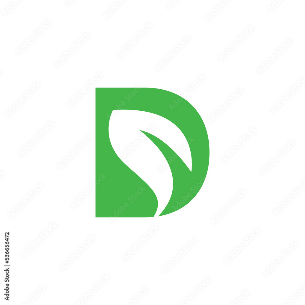 Letter D with leaf logo design. Leaf D logo design Letter D with leaf logo design. Leaf D logo design