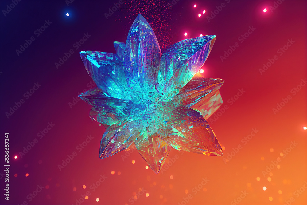 Glow crystal Ore. Fantasy Magic Close-up 3D Illustration. For Web, Book, Novel, Game, Advertisement