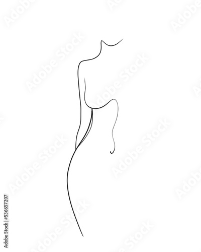 A nude woman is drawn in one line art style. Romantic expression. Printable art.