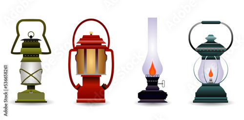 set of vintage camping lantern retro 

style. 

