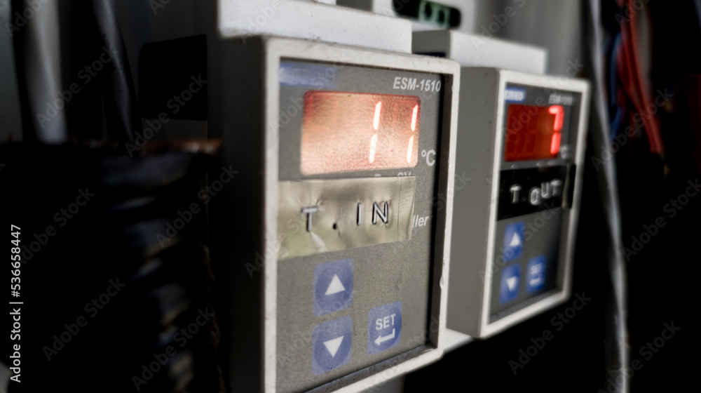 Temperature control operation on the water cooling machine.with shiny light. Temperature control operation on the water cooling machine.with shiny light.