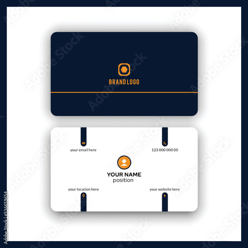 Modern corporate white and blue business card template