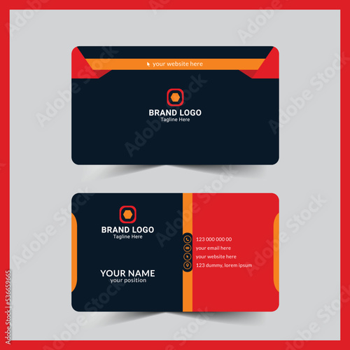 Professional elegant red and orange modern business card design template