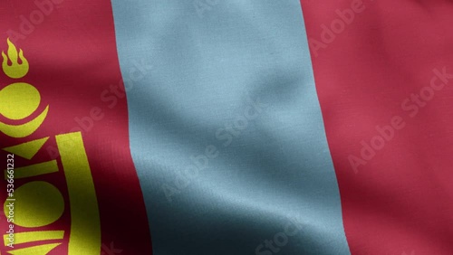 Flag Of Mongolia - Mongolia Flag High Detail - National flag Mongolia wave Pattern loopable Elements - Fabric texture and endless loop - Highly Detailed Flag - The flag of fluttering in the wind photo