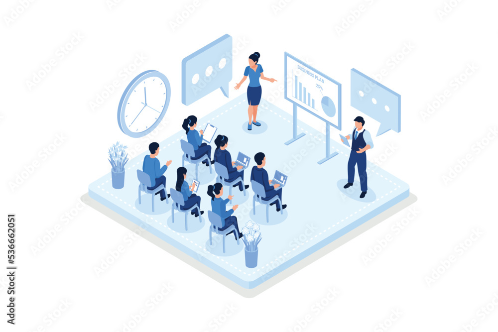 © Alwie99d - Business training or courses concept. Can use for web banner, infographics, hero images, isometric vector modern illustration