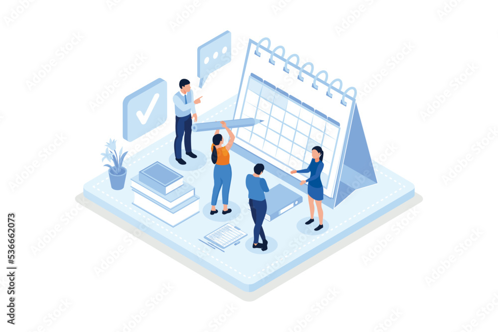 Planning schedule and calendar concept. Can use for web banner, infographics, hero images, isometric vector modern illustration Planning schedule and calendar concept. Can use for web banner, infographics, hero images, isometric vector modern illustration