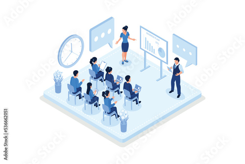 Business training or courses concept. Can use for web banner, infographics, hero images, isometric vector modern illustration