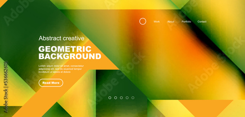 Triangles with fluid gradients, abstract landing page background. Minimal shapes composition for wallpaper, banner, background, leaflet, catalog, cover, flyer