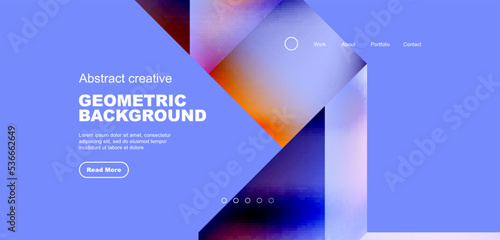 Triangles with fluid gradients, abstract landing page background. Minimal shapes composition for wallpaper, banner, background, leaflet, catalog, cover, flyer