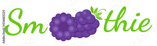 Smoothie blackberry cocktail label logo vector illustration. Natural fruit with Smoothie sign at fresh smoothies cocktail label for decoration shop label, sale offer banner or promotion discount conce