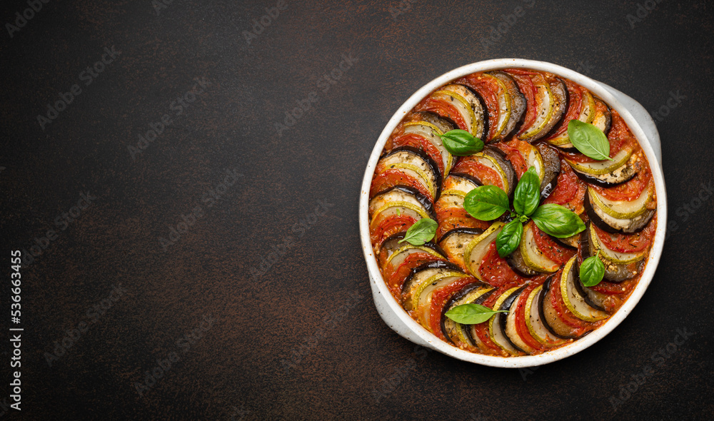 © CHZU - Ratatouille, traditional french dish, top view, copy space