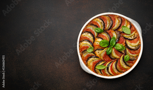 Canvas-taulu Ratatouille, traditional french dish, top view, copy space