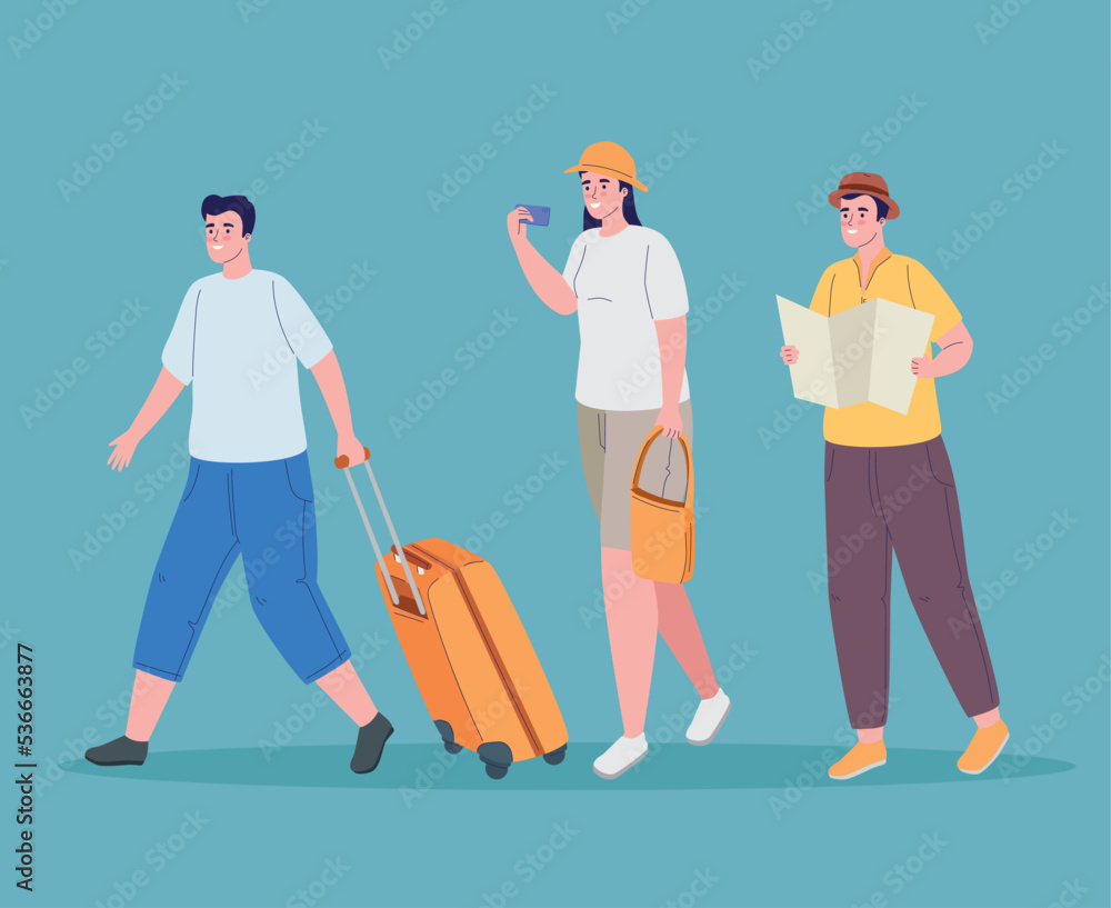 group of young travelers group of young travelers